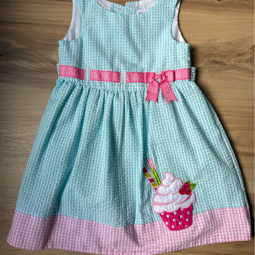 Cute Teal and Pink Dress with Cupcake Design
